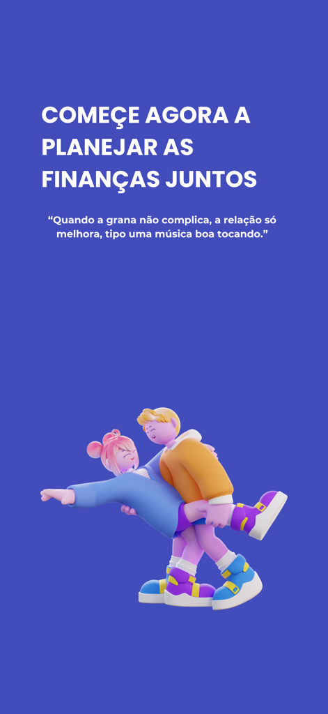 We Finance - Un'illustrazione 3D di una coppia per l'app We Finance incentrata sulla pianificazione finanziaria congiunta.