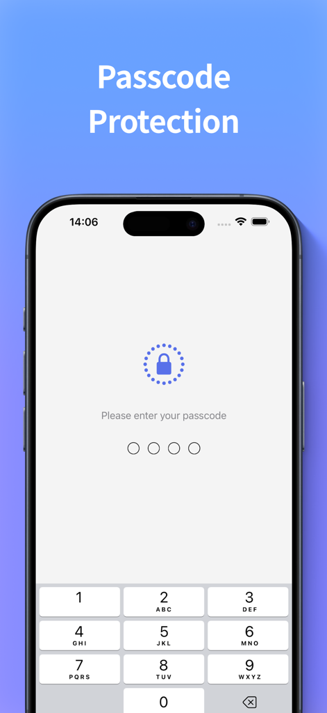 Screen Time Control - App Lock - iPhone screen displaying a passcode entry for app protection