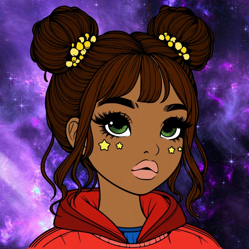 realistic girl with space buns