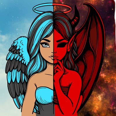 realistic angel half demon