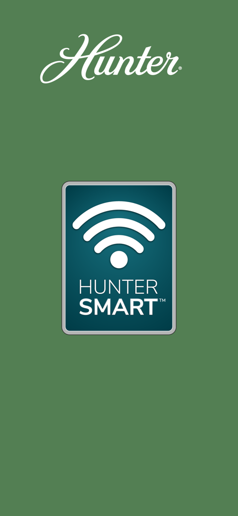 HunterSMART™ (SIMPLEconnect®) - HunterSMART SIMPLEconnect app splash screen with Wi-Fi symbol and brand logo