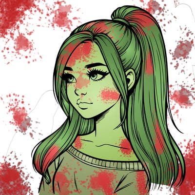 realistic girl with a high ponytail