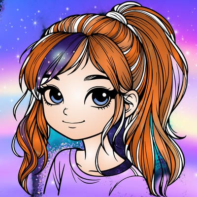 realistic girl with ponytail