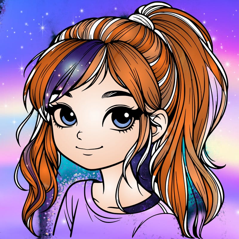 realistic girl with ponytail