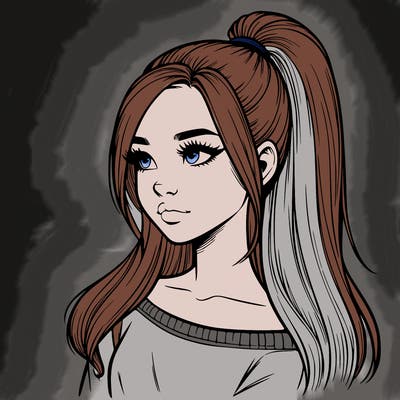 realistic girl with a high ponytail