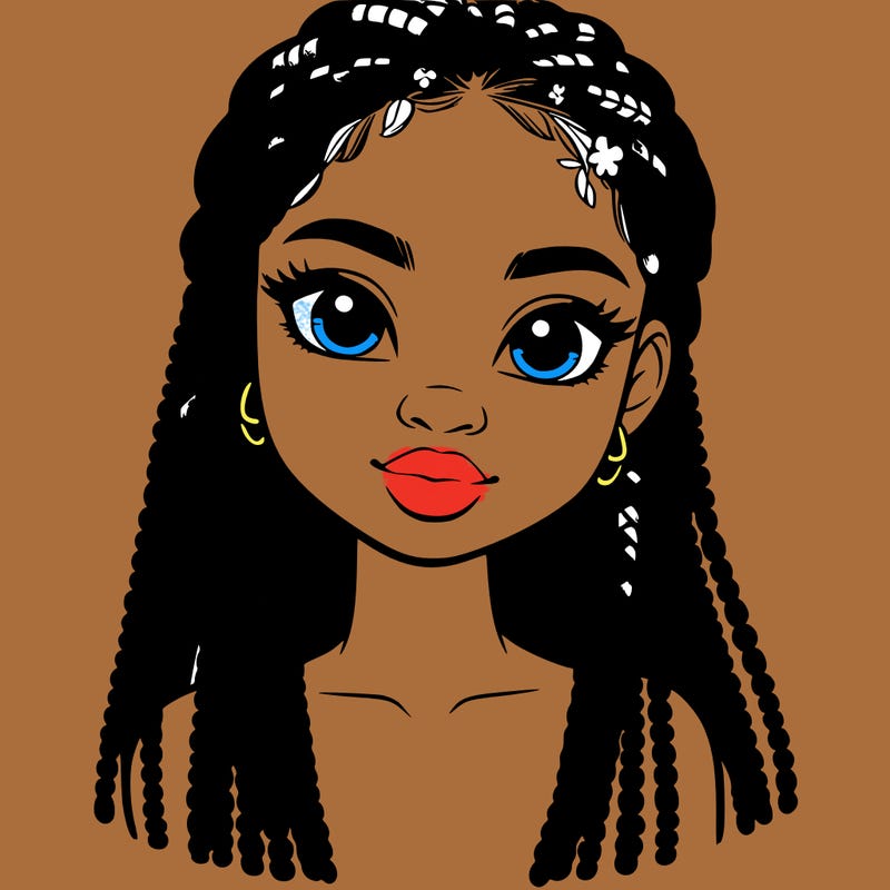 a realistic black girl with braids