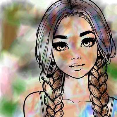 realistic girl with braids