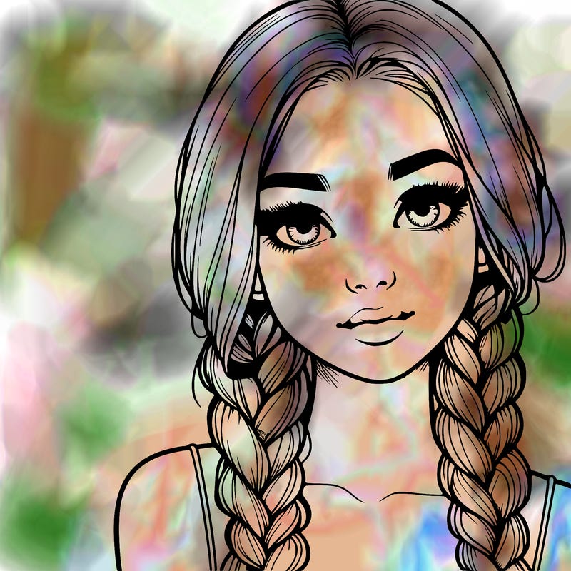 realistic girl with braids