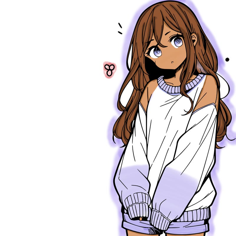 manga teen girl  in a sweater and baggy pants
