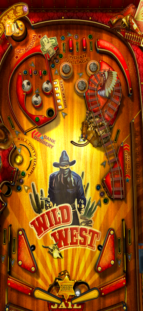 Wild West Pinball - Mesa de juego Wild West Pinball con temática de vaquero del Oeste