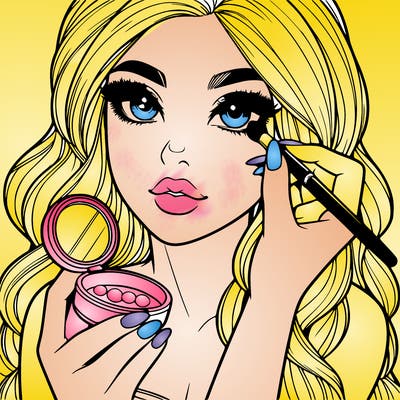 realistic girl doing makeup