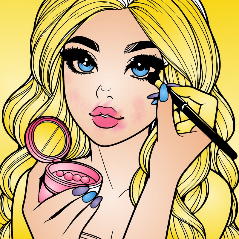 realistic girl doing makeup