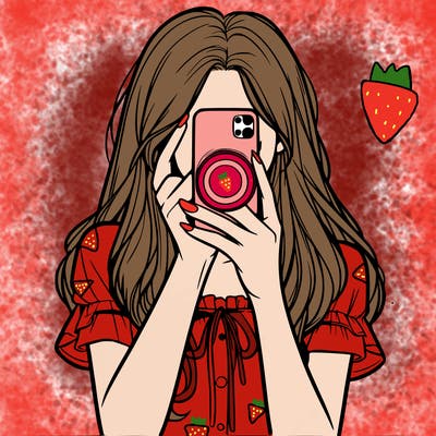 a realistic girl holding her phone taking pictures