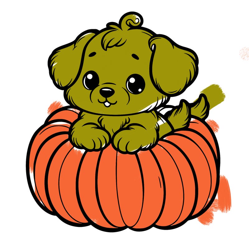 cute little puppy in a pumpkin