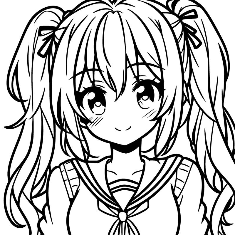 female anime character with 2 ponytails