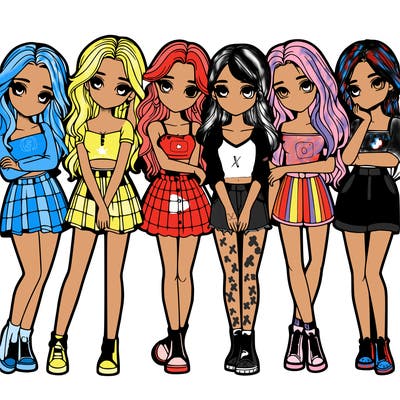 a group of girls realistic