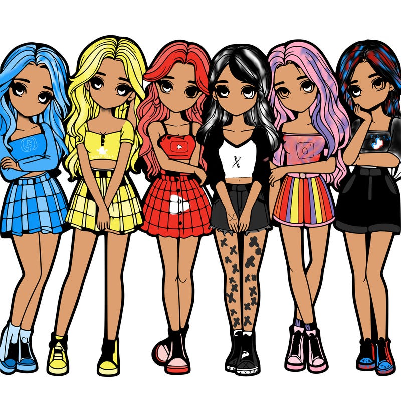 a group of girls realistic