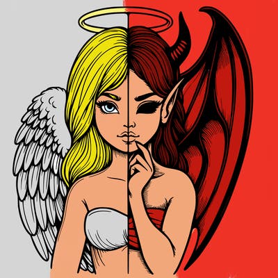 realistic angel half demon