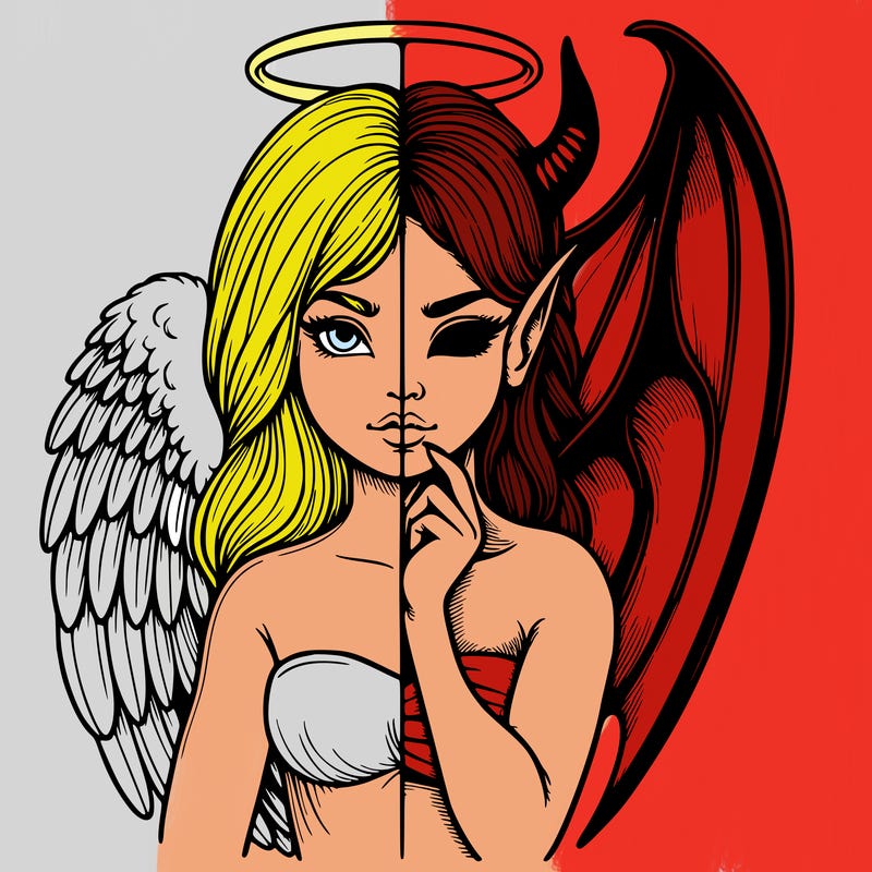 realistic angel half demon