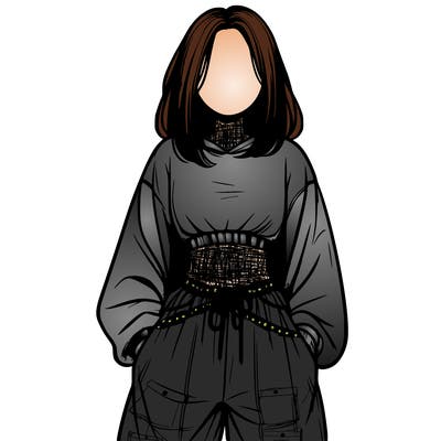 realistic girl faceless with baggy pants and a crop top