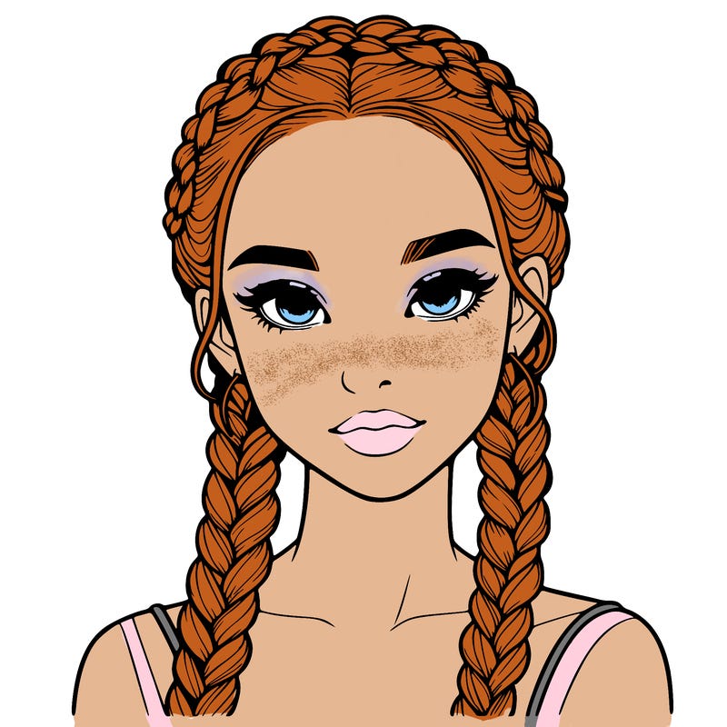 realistic girl with braids