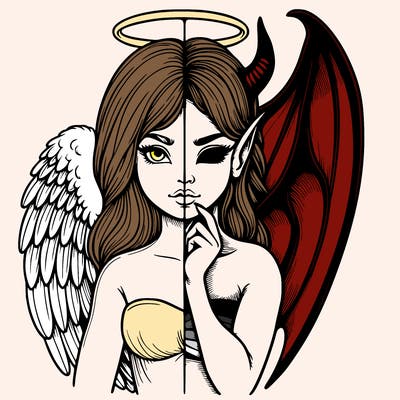 realistic angel half demon