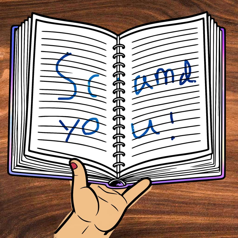 inside of large notebook, blank pages