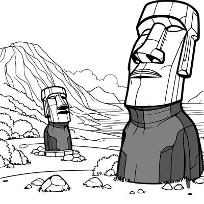 moai statue and landscape