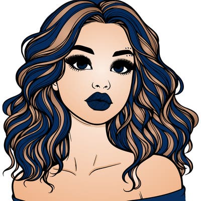 realistic girl with wavy hair and lips