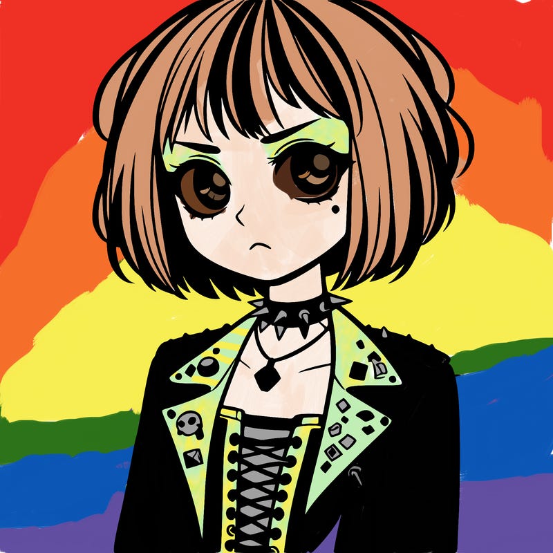 short haired girl, goth clothes
