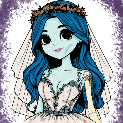 realistic girl in a wedding dress