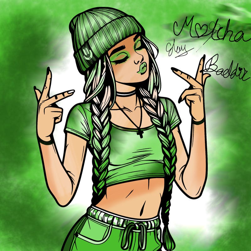 realistic teenage girl with braids and a beanie and crop top doing 🫶🏼