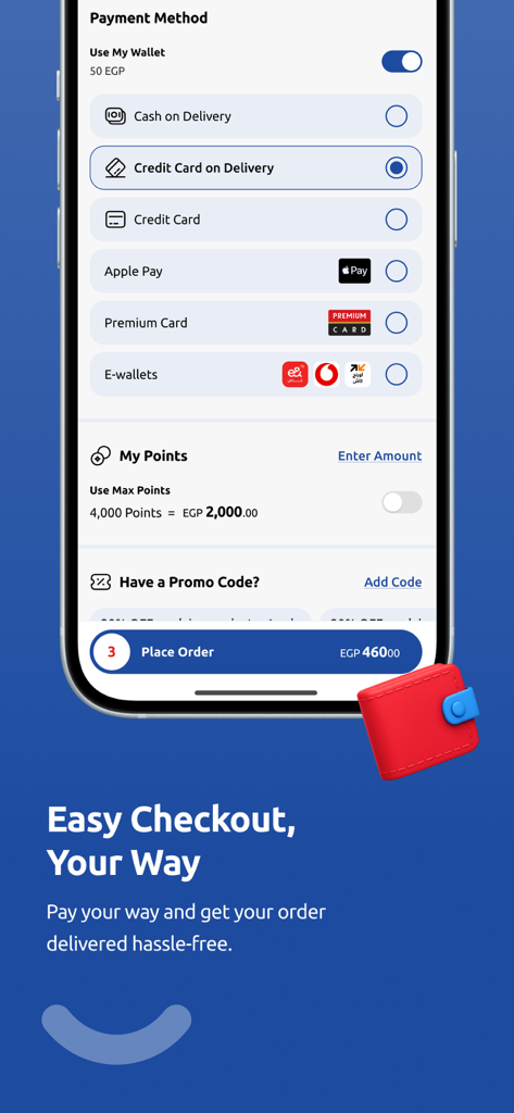 Hyperone - Hyperone mobile app checkout screen featuring multiple payment methods including credit cards, Apple Pay, and digital wallets.