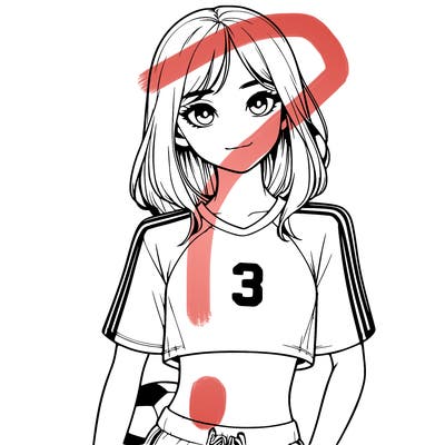 realistic girl wearing soccer jersey
