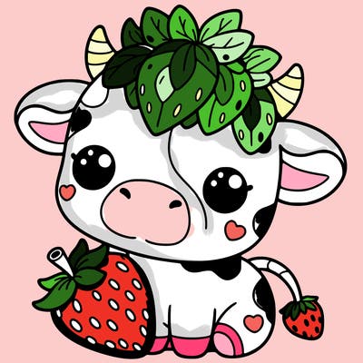 cute strawberry cow