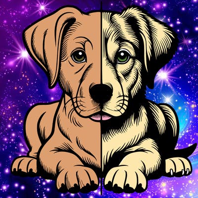 realistic dog split picture