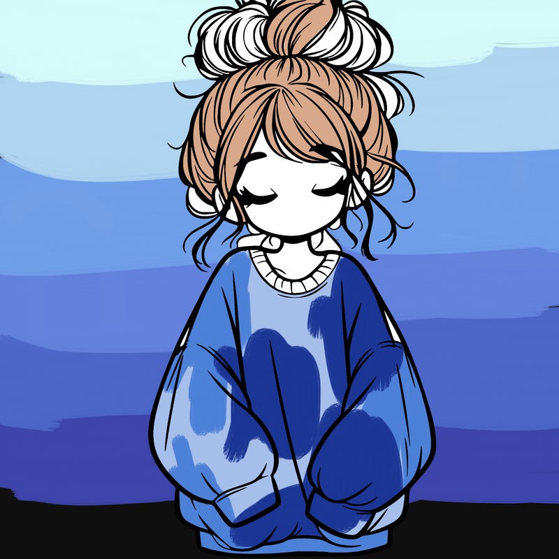 girl with baggy sweatshirt and messy bun
