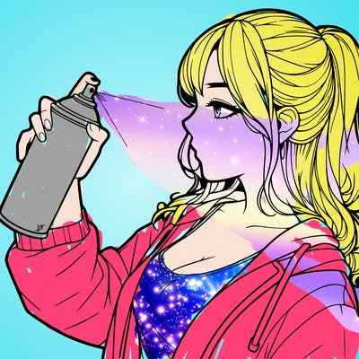 a realistic girl spray, painting