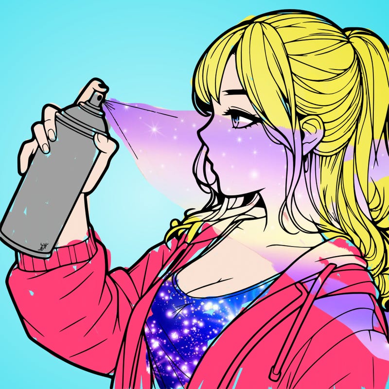 a realistic girl spray, painting