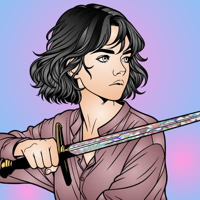 realistic girl with a sword