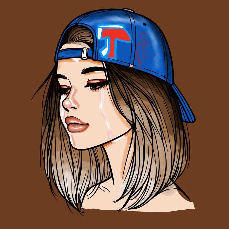 realistic  girl with a backwards hat