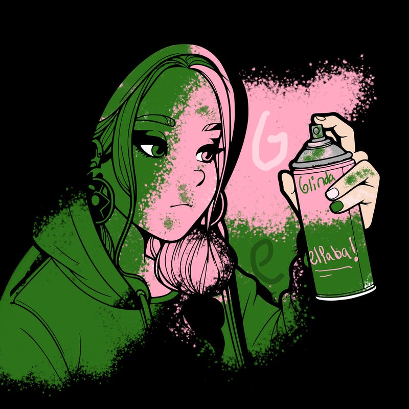 a realistic girl, spray painting