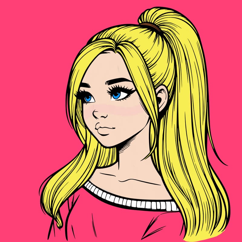 realistic girl with a high ponytail