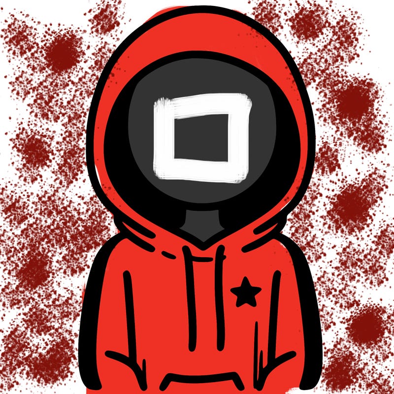 a person with non face waering a hoodie with a small star symbol on the hoodie
