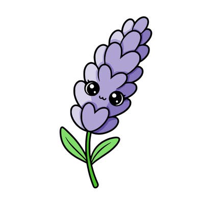 the flower lavender kawaii but cute and a little realistic