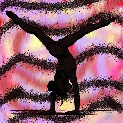 realistic gymnastic hand stand girl in four splits