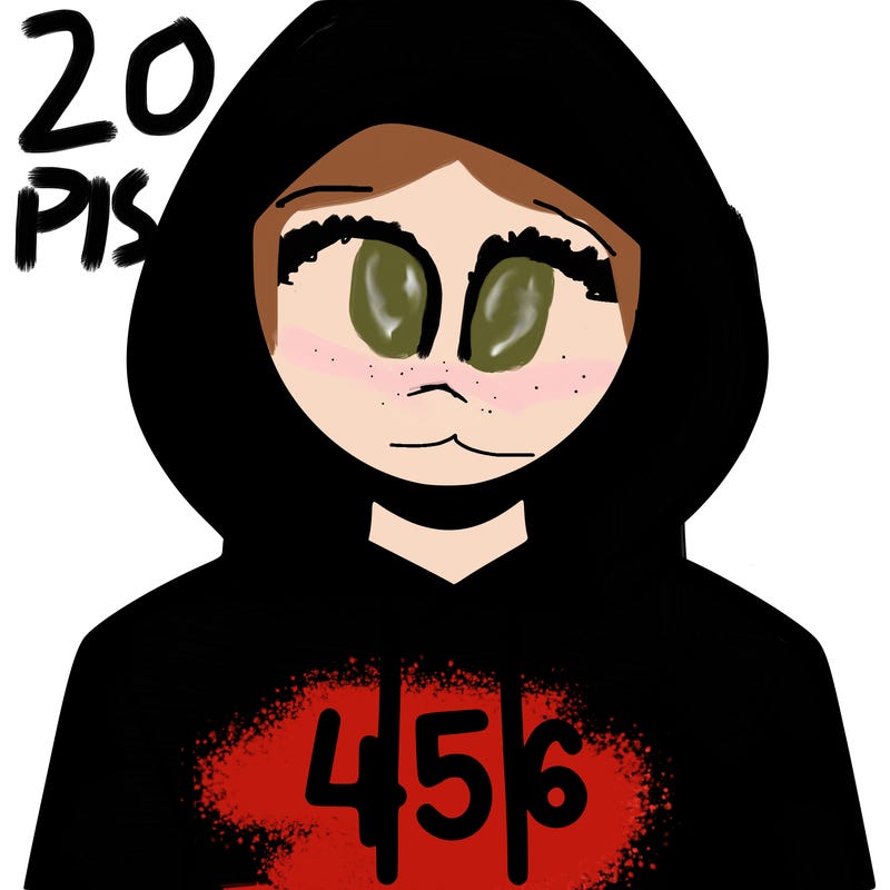 a person with non face waering a hoodie with a 456 symbol