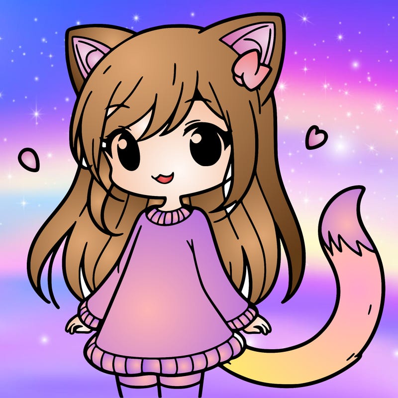 girl with cat ears and tail