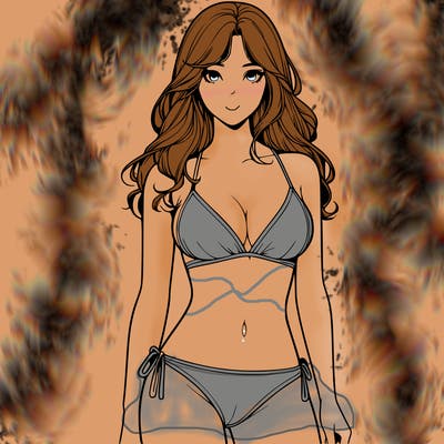 realistic girl with a revealing swimsuit