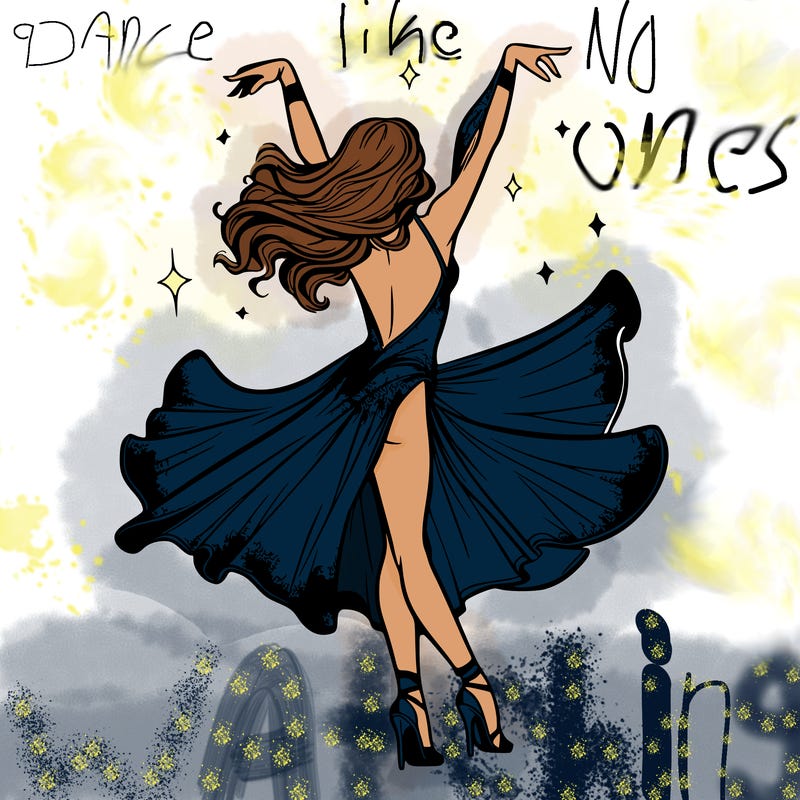 dancer dancing with a shimmery costume on realistic